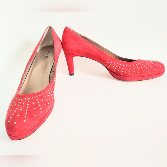 Vaneli Women's Burnt Orange Genuine Suede Leather Platform Stacked Heel Size 9 N - Picture 6 of 10